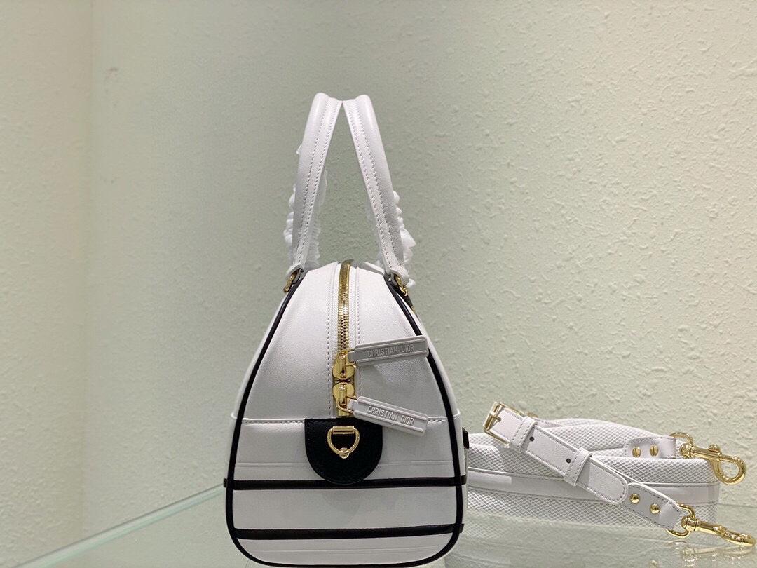 Dior M6202 Medium Dior Vibe Zip Bowling Bag White Smooth Calfskin