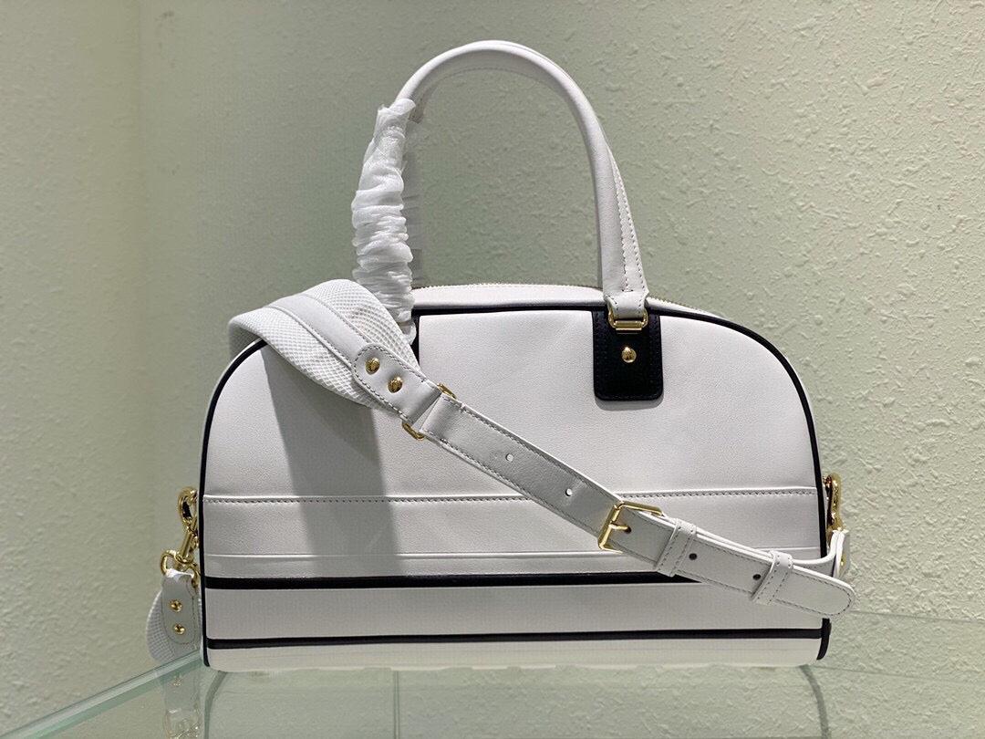 Dior M6202 Medium Dior Vibe Zip Bowling Bag White Smooth Calfskin