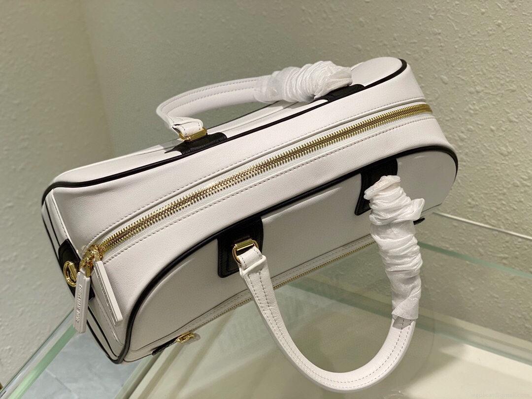 Dior M6202 Medium Dior Vibe Zip Bowling Bag White Smooth Calfskin