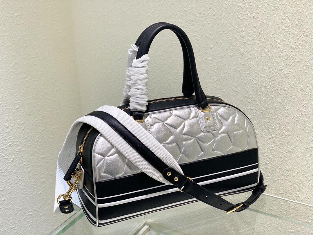 Dior M6202 Medium Dior Vibe Zip Bowling Bag Black and Silver Smooth Calfskin
