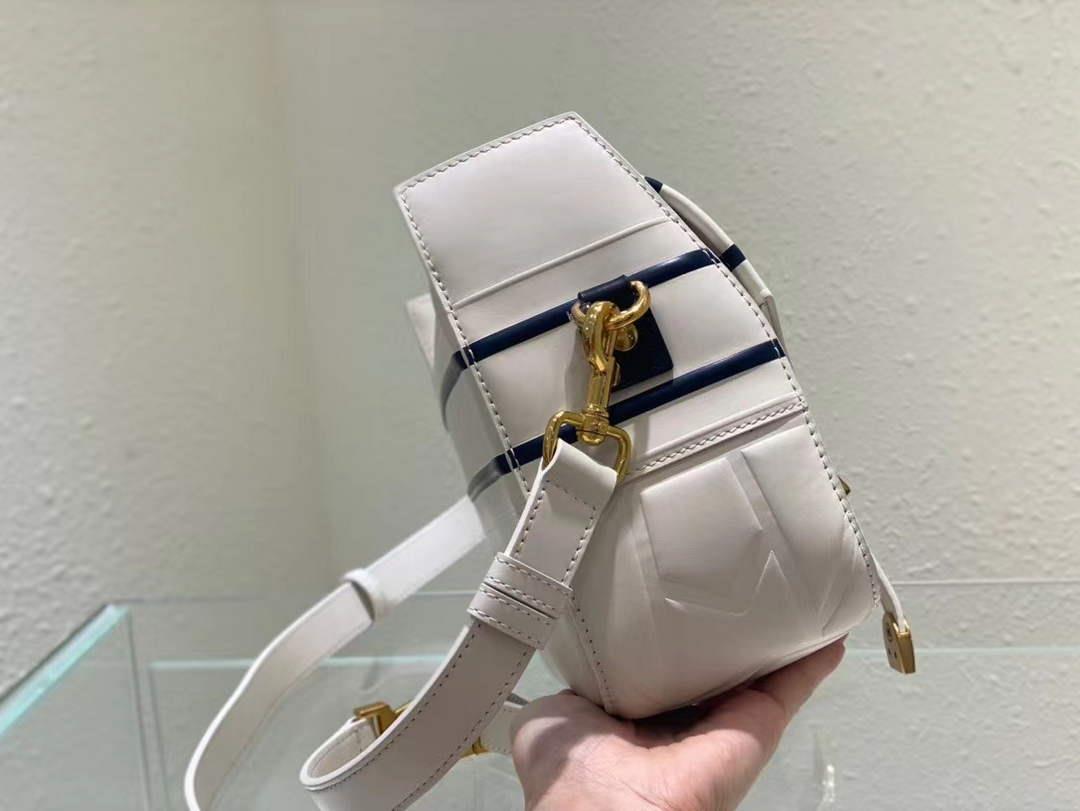 Dior M1243 Small Diorcamp Bag White and Blue Smooth Calfskin
