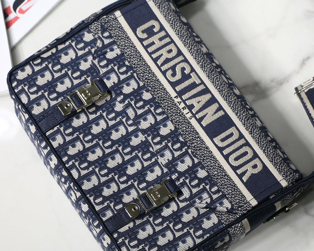 Dior M1241 Small Diorcamp Bag Blue Dior Oblique Embroidery