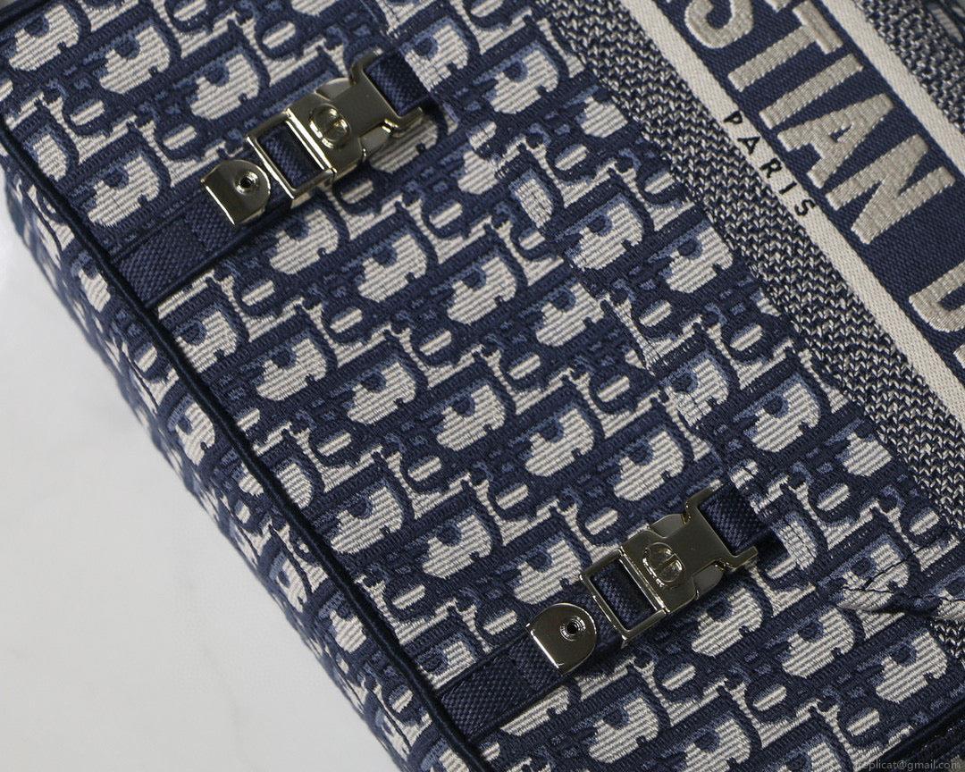 Dior M1241 Small Diorcamp Bag Blue Dior Oblique Embroidery