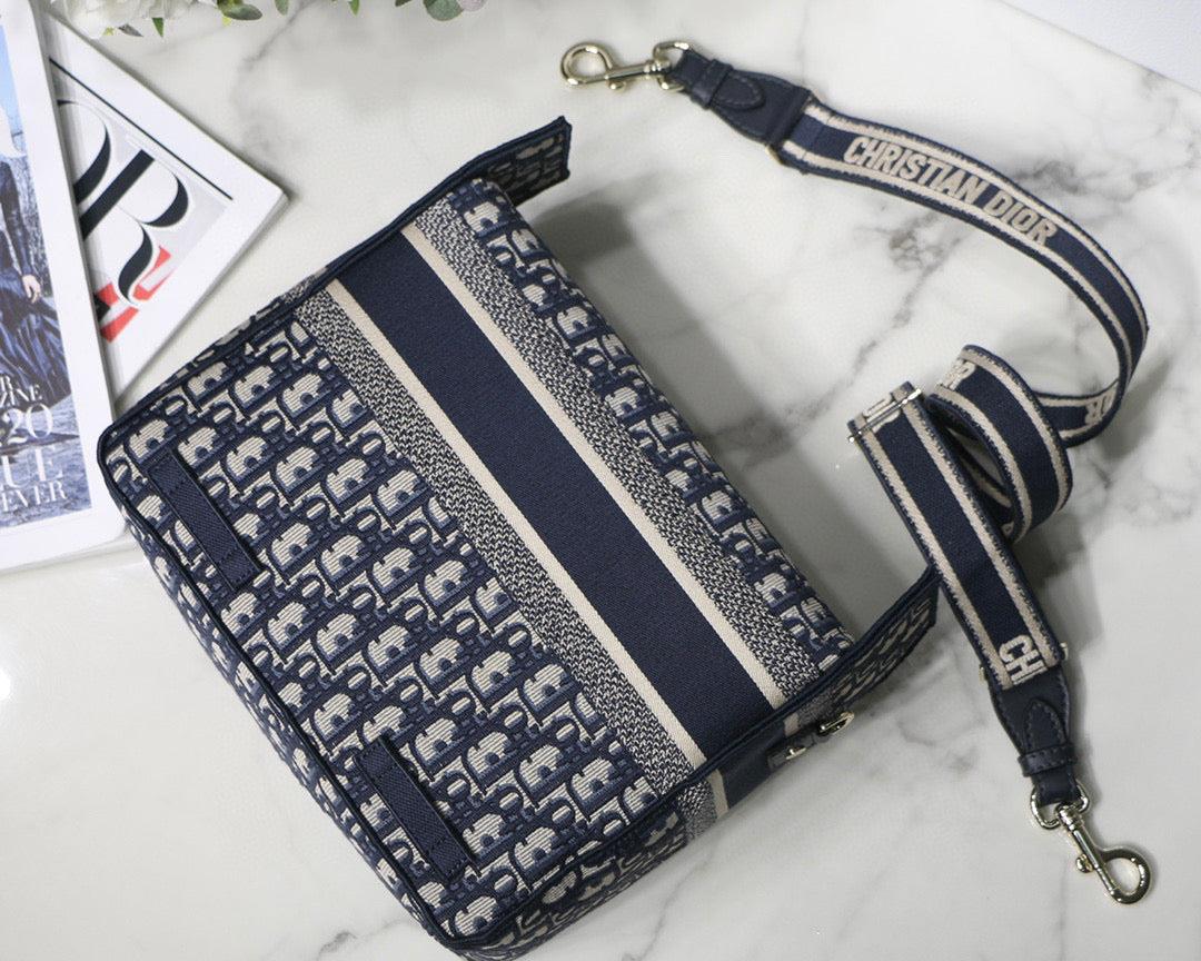 Dior M1241 Small Diorcamp Bag Blue Dior Oblique Embroidery