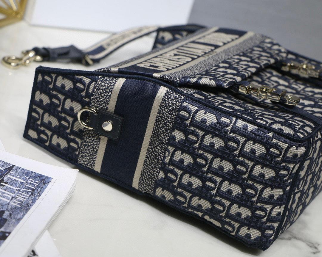 Dior M1241 Small Diorcamp Bag Blue Dior Oblique Embroidery
