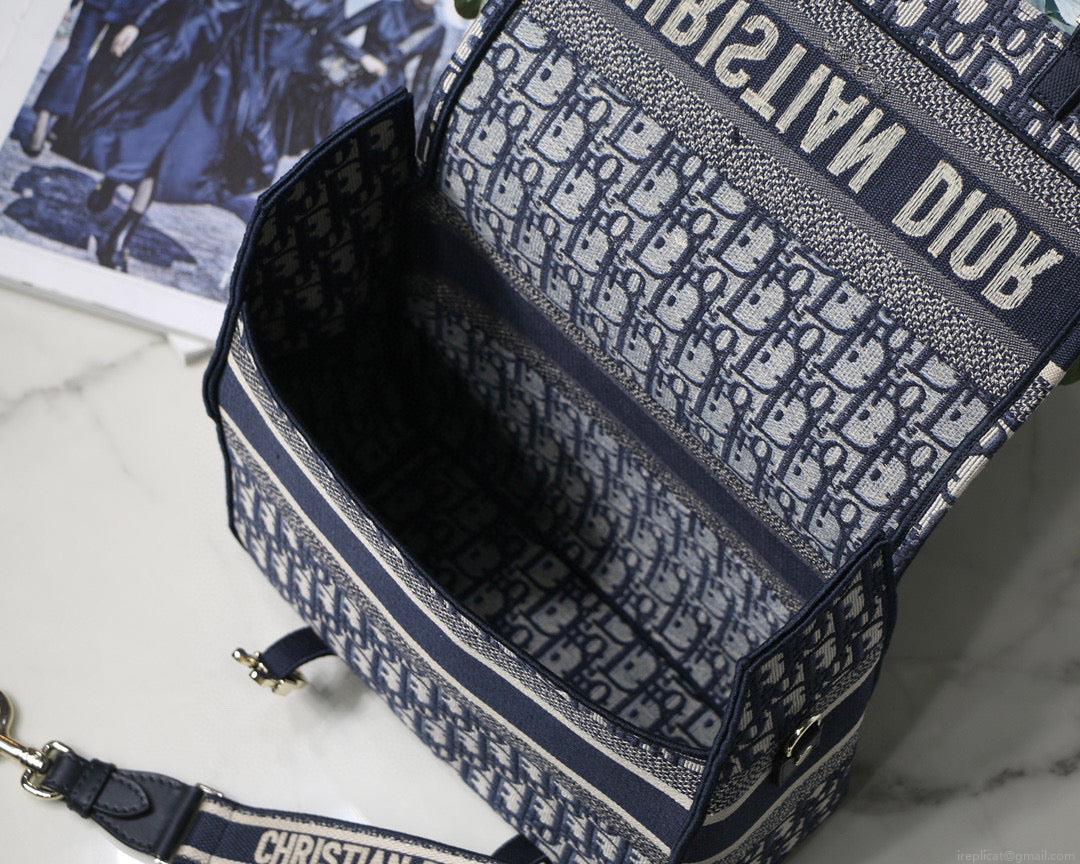 Dior M1241 Small Diorcamp Bag Blue Dior Oblique Embroidery