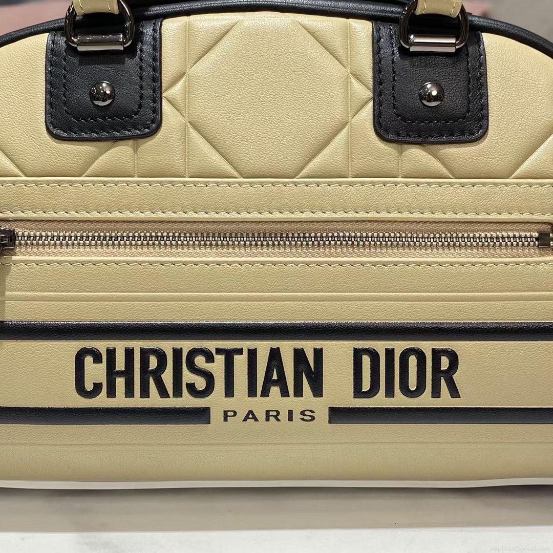 Dior M6202 Medium Vibe Zip Bowling Bag Apricot