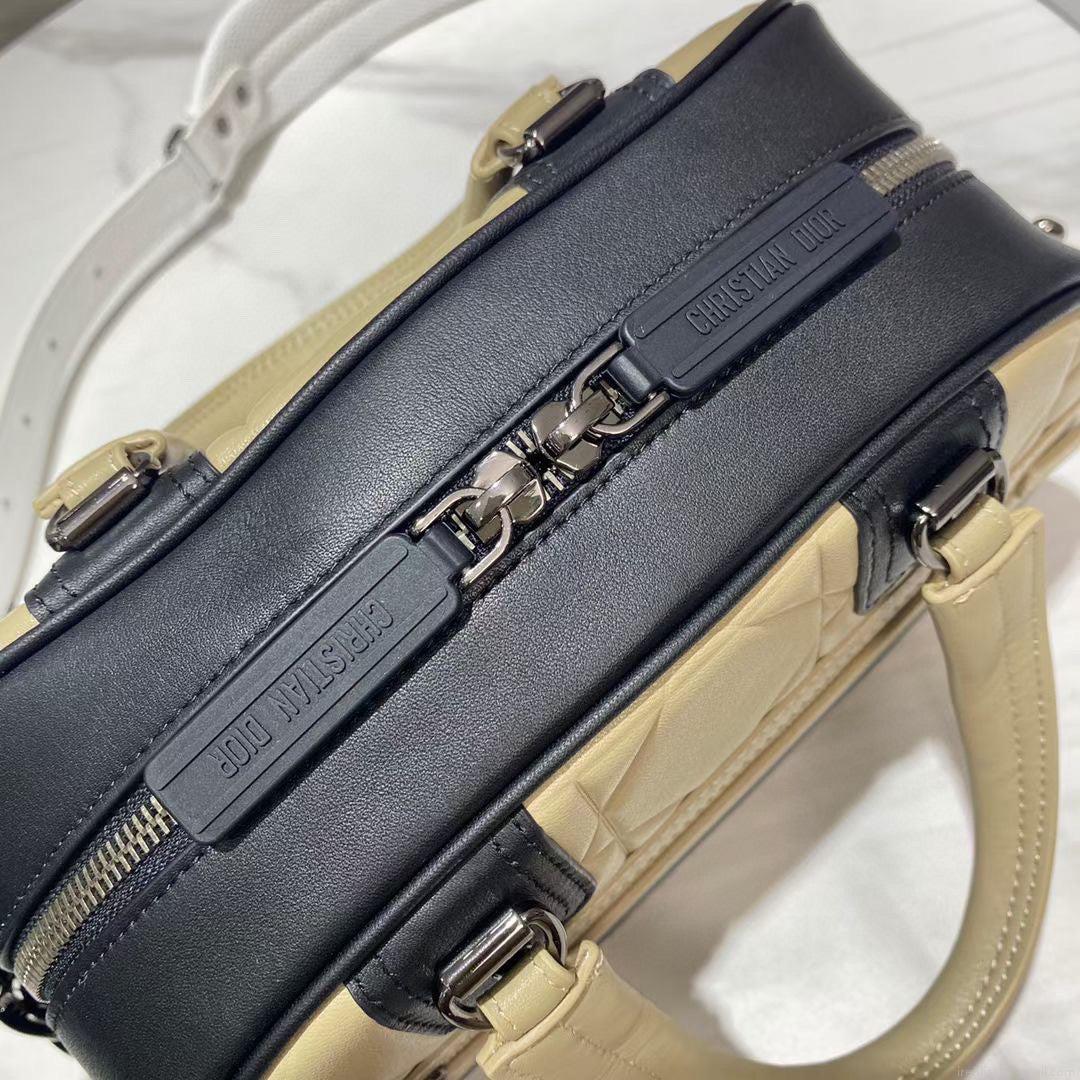 Dior M6202 Medium Vibe Zip Bowling Bag Apricot
