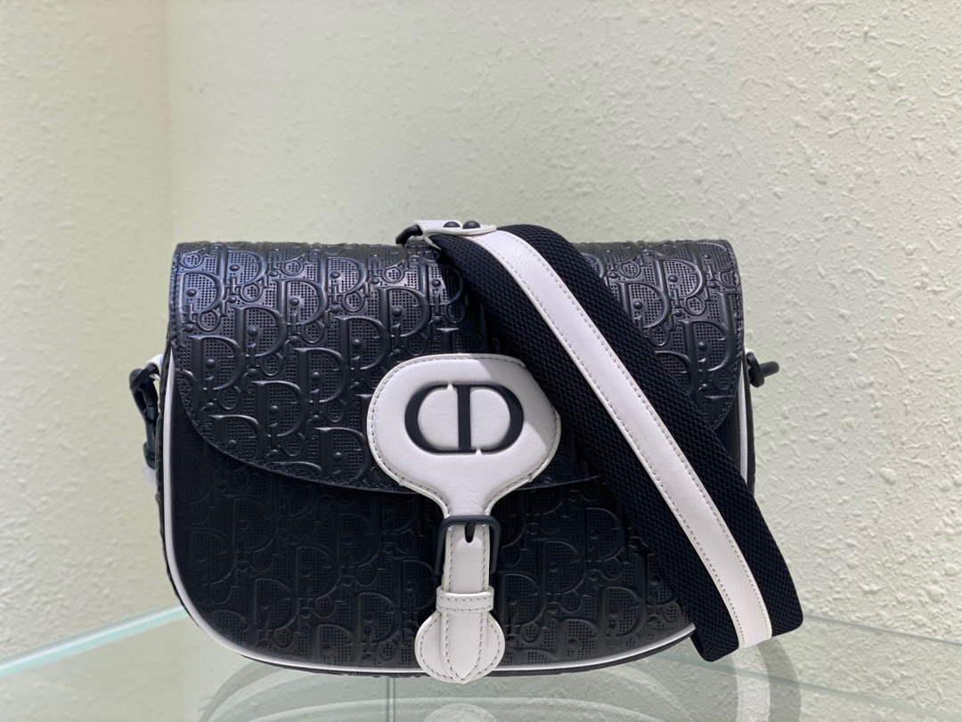 Dior Bobby Bag Medium Perforated M9319 Black calfskin with Dior Oblique motif