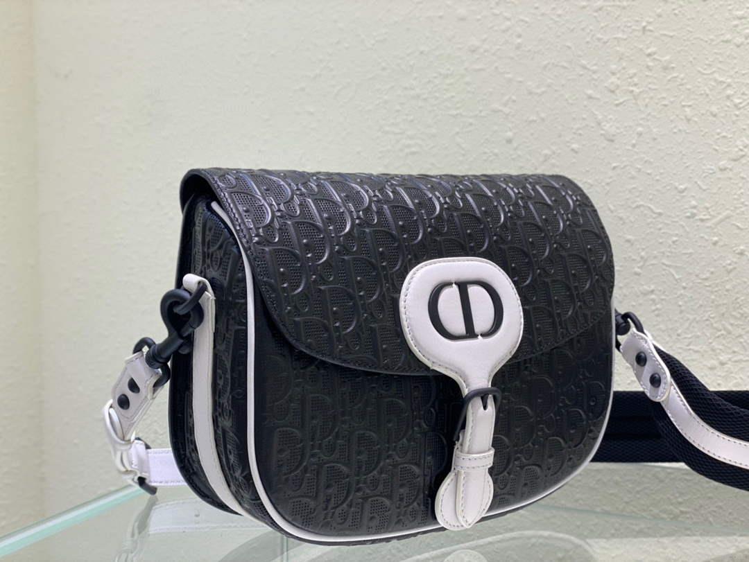 Dior Bobby Bag Medium Perforated M9319 Black calfskin with Dior Oblique motif