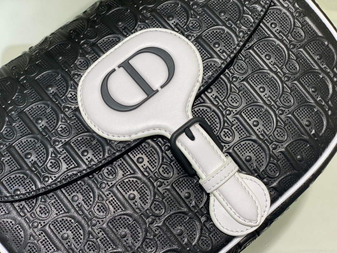 Dior Bobby Bag Medium Perforated M9319 Black calfskin with Dior Oblique motif