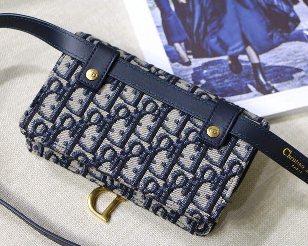 Dior Saddle Belt Bag S5619 Blue Dior Oblique Jacquard