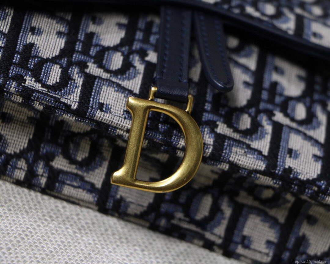 Dior Saddle Belt Bag S5619 Blue Dior Oblique Jacquard