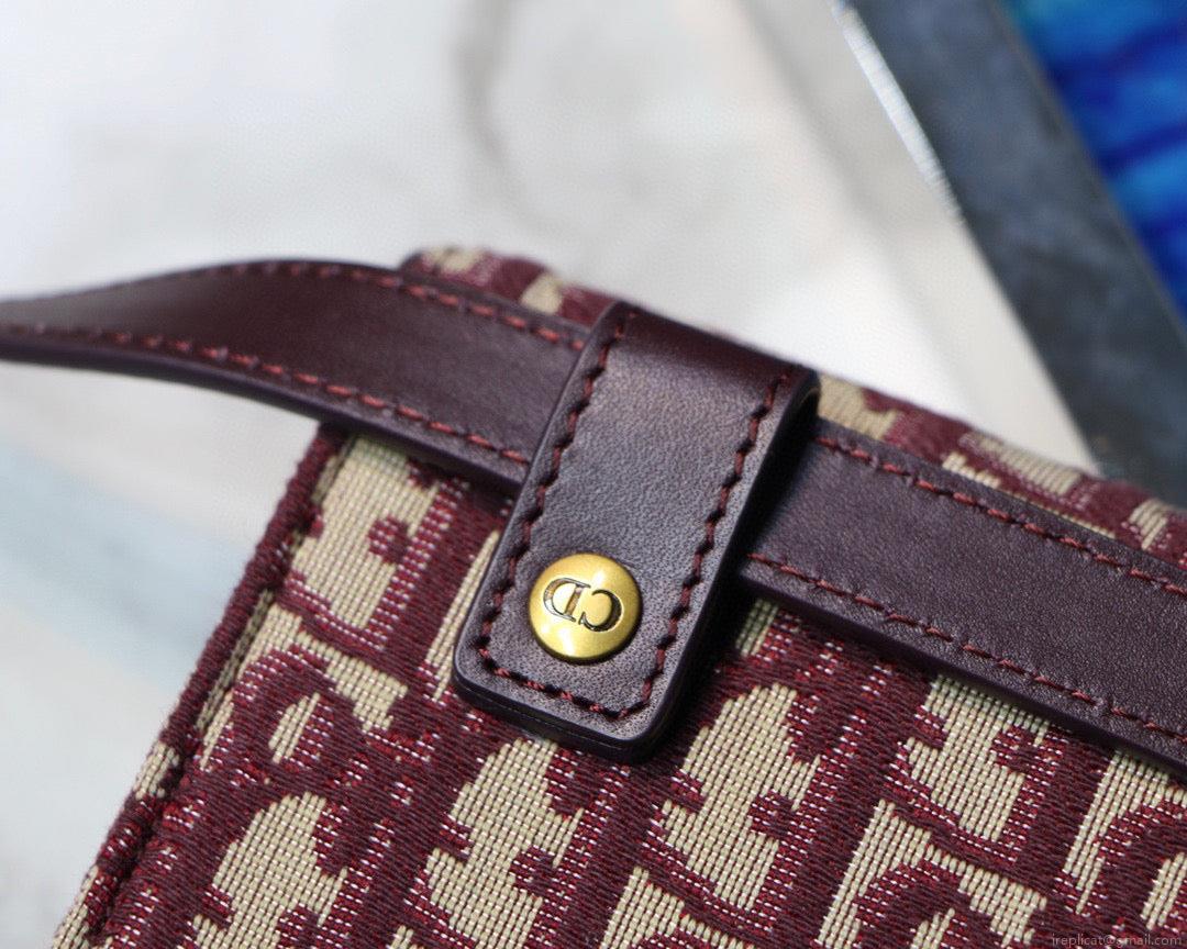 Dior Saddle Belt Bag S5619 Red Dior Oblique Jacquard