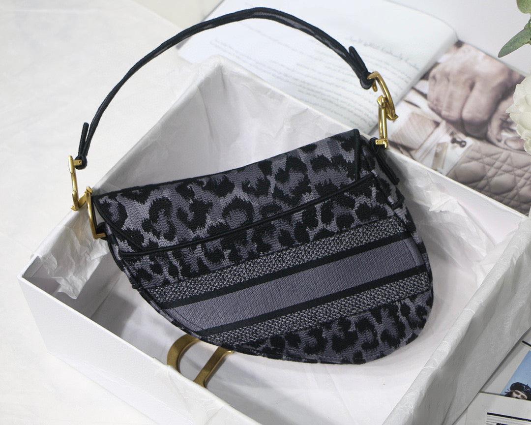 Dior Saddle Bag M0446 Gray Mizza Embroidery