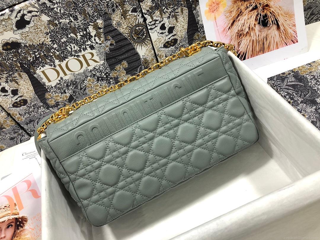 Dior M9243 Large Caro Bag Calfskin Gray