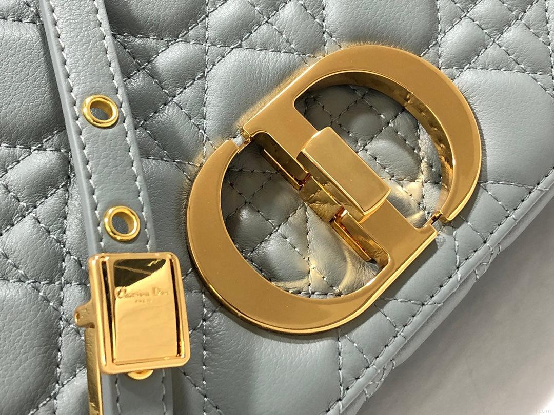 Dior M9243 Large Caro Bag Calfskin Gray