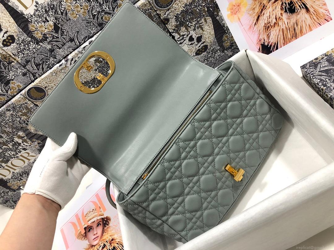 Dior M9243 Large Caro Bag Calfskin Gray