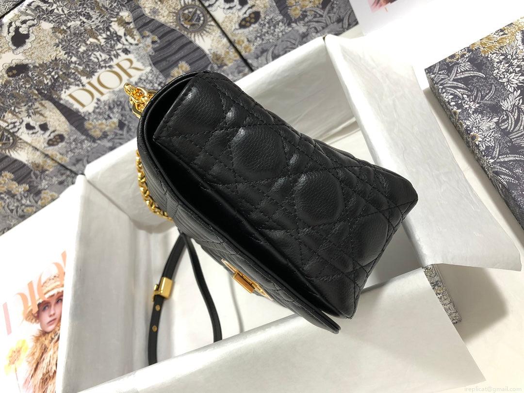 Dio rM9243 Large Caro Bag Calfskin black logo gold