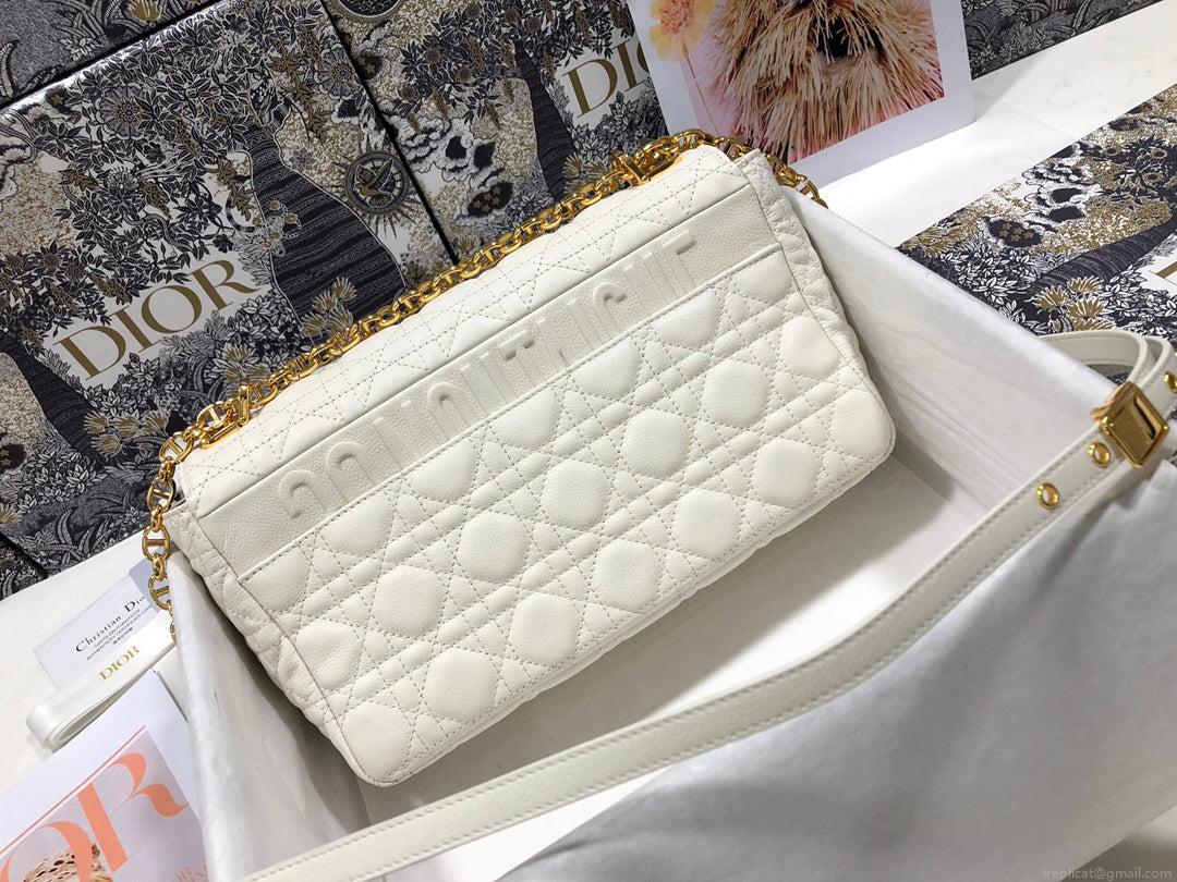 Dior Large Caro Bag M9243 Calfskin white Gold