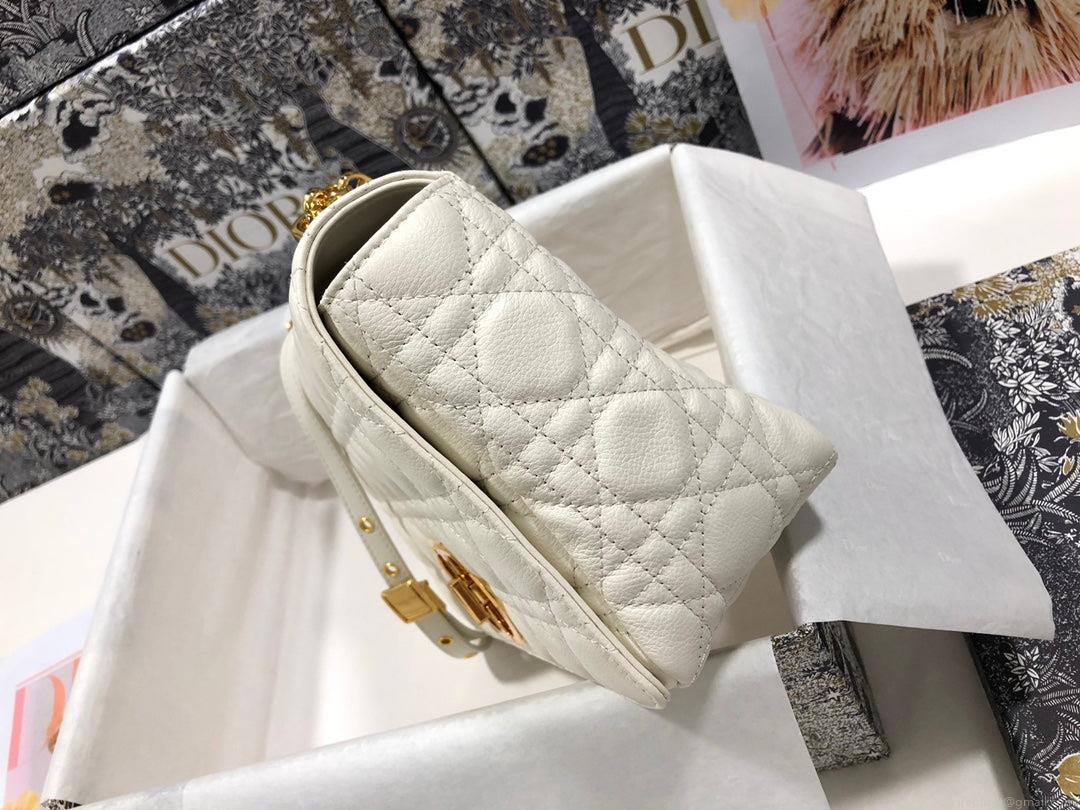 Dior Large Caro Bag M9243 Calfskin white Gold