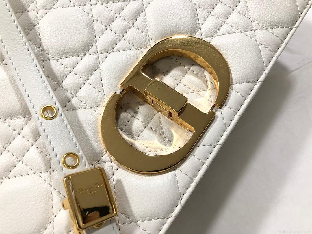 Dior Large Caro Bag M9243 Calfskin white Gold