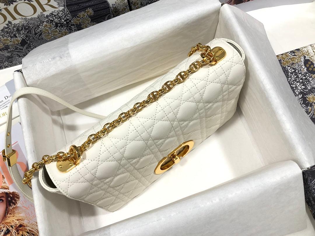 Dior Large Caro Bag M9243 Calfskin white Gold