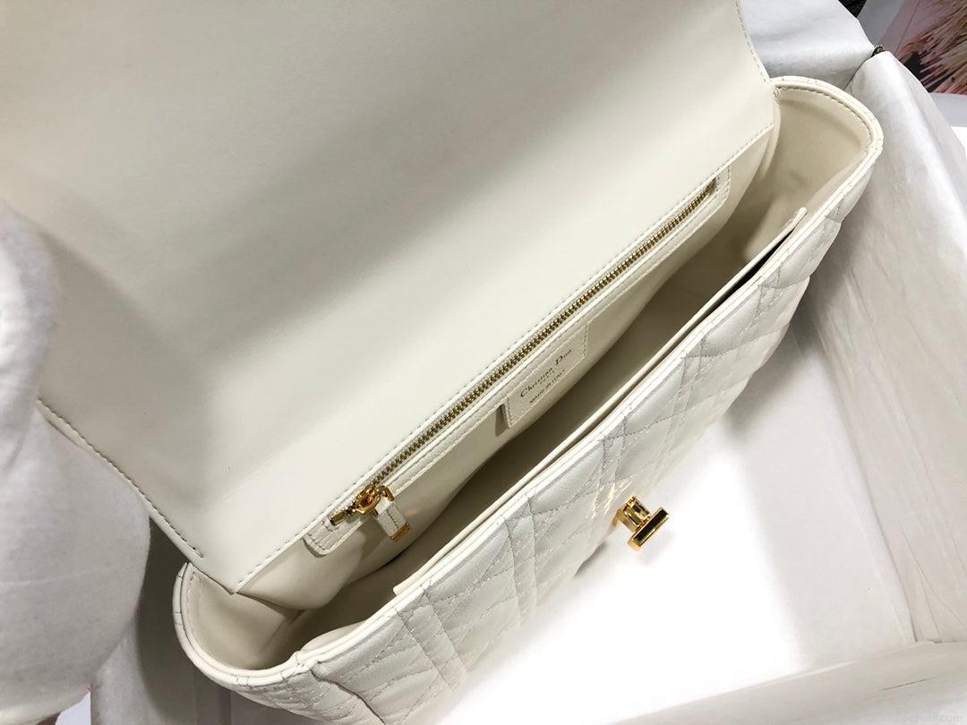 Dior Large Caro Bag M9243 Calfskin white Gold