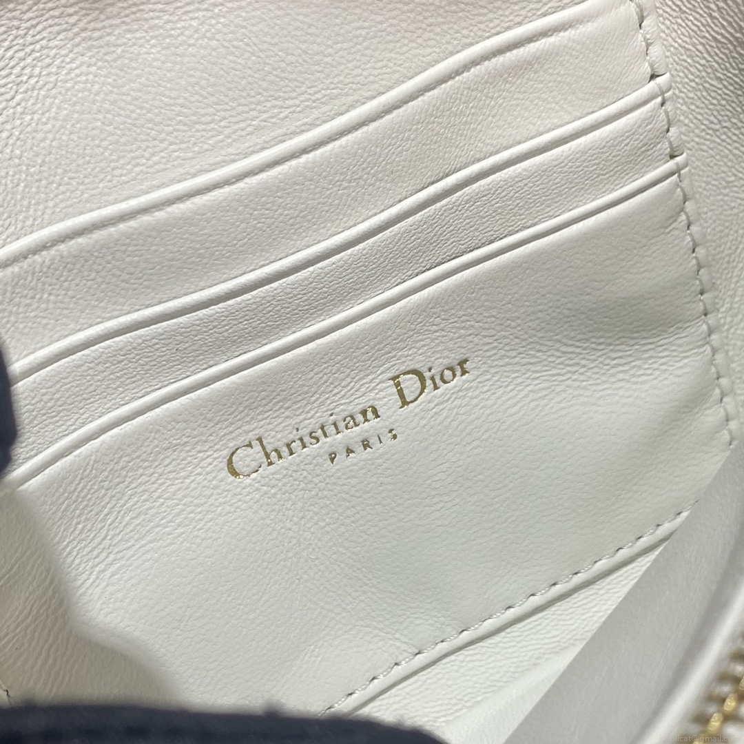 Dior S5135 Caro Macrocannage Pouch Latte Quilted Macrocannage Calfskin