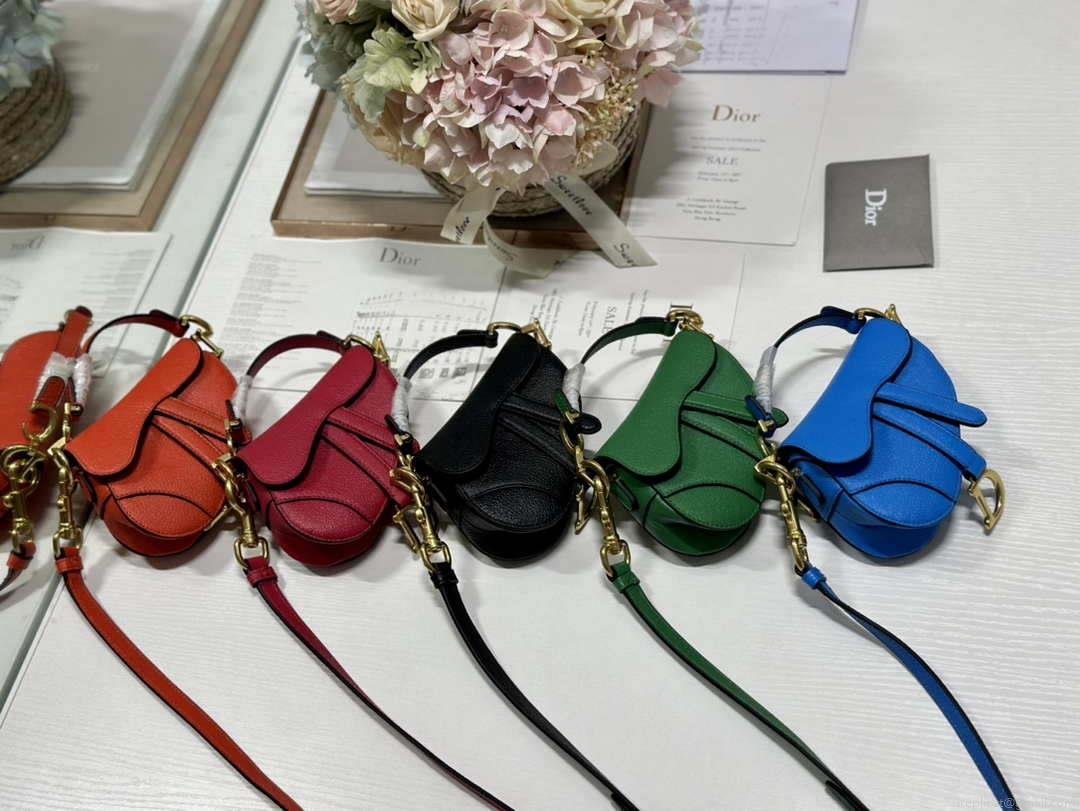 Dior S5685 Micro Saddle Bag With Strap Scarlet Red Goatskin