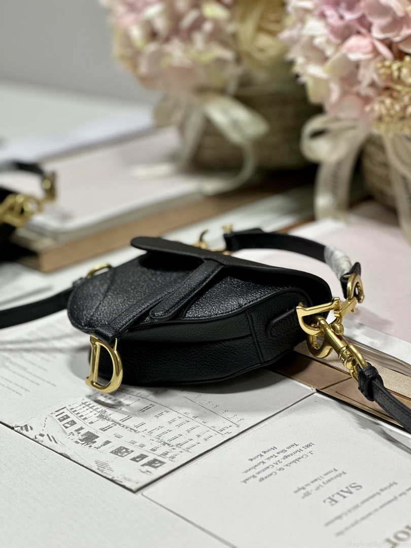 Dior S5685 Micro Saddle Bag With Strap Scarlet Black Goatskin