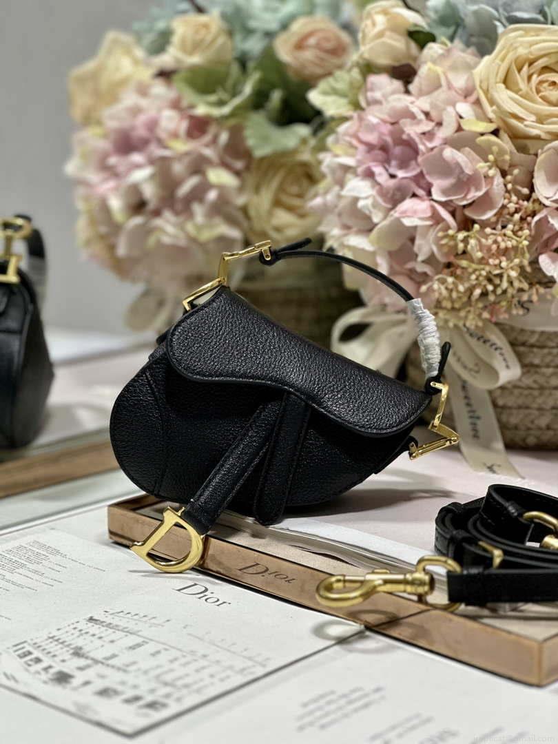 Dior S5685 Micro Saddle Bag With Strap Scarlet Black Goatskin