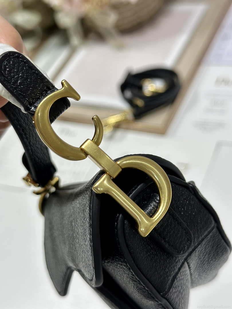 Dior S5685 Micro Saddle Bag With Strap Scarlet Black Goatskin