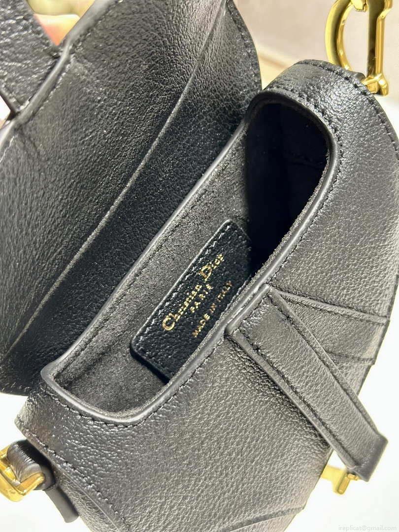 Dior S5685 Micro Saddle Bag With Strap Scarlet Black Goatskin