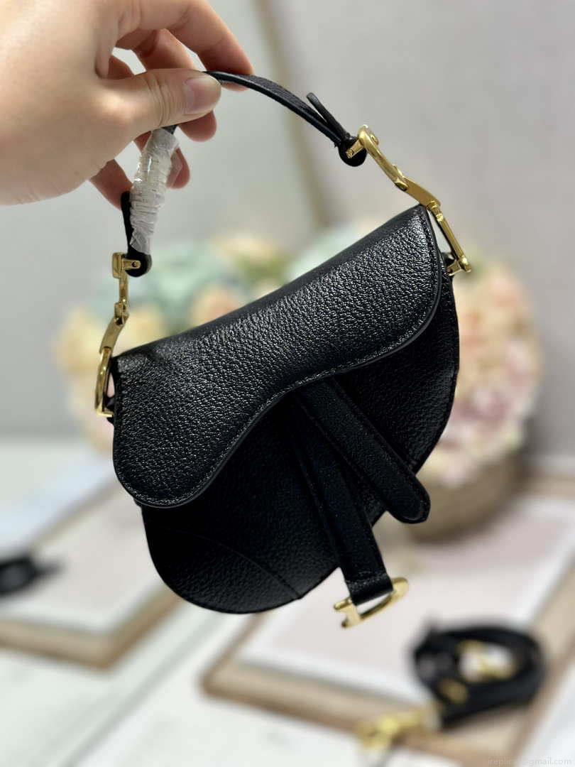 Dior S5685 Micro Saddle Bag With Strap Scarlet Black Goatskin