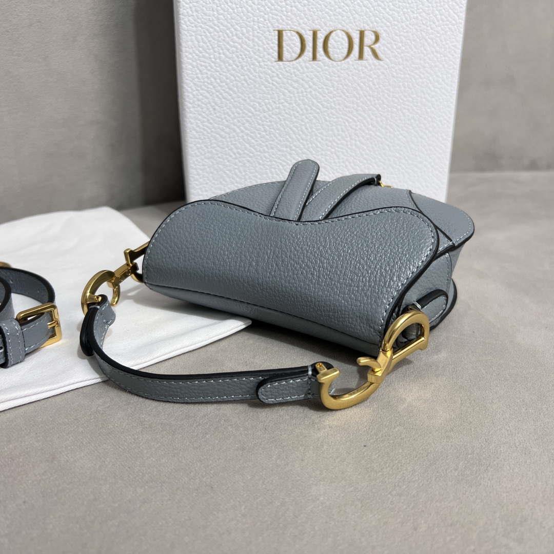 Dior S5685 Micro Saddle Bag With Strap Scarlet Gray Goatskin