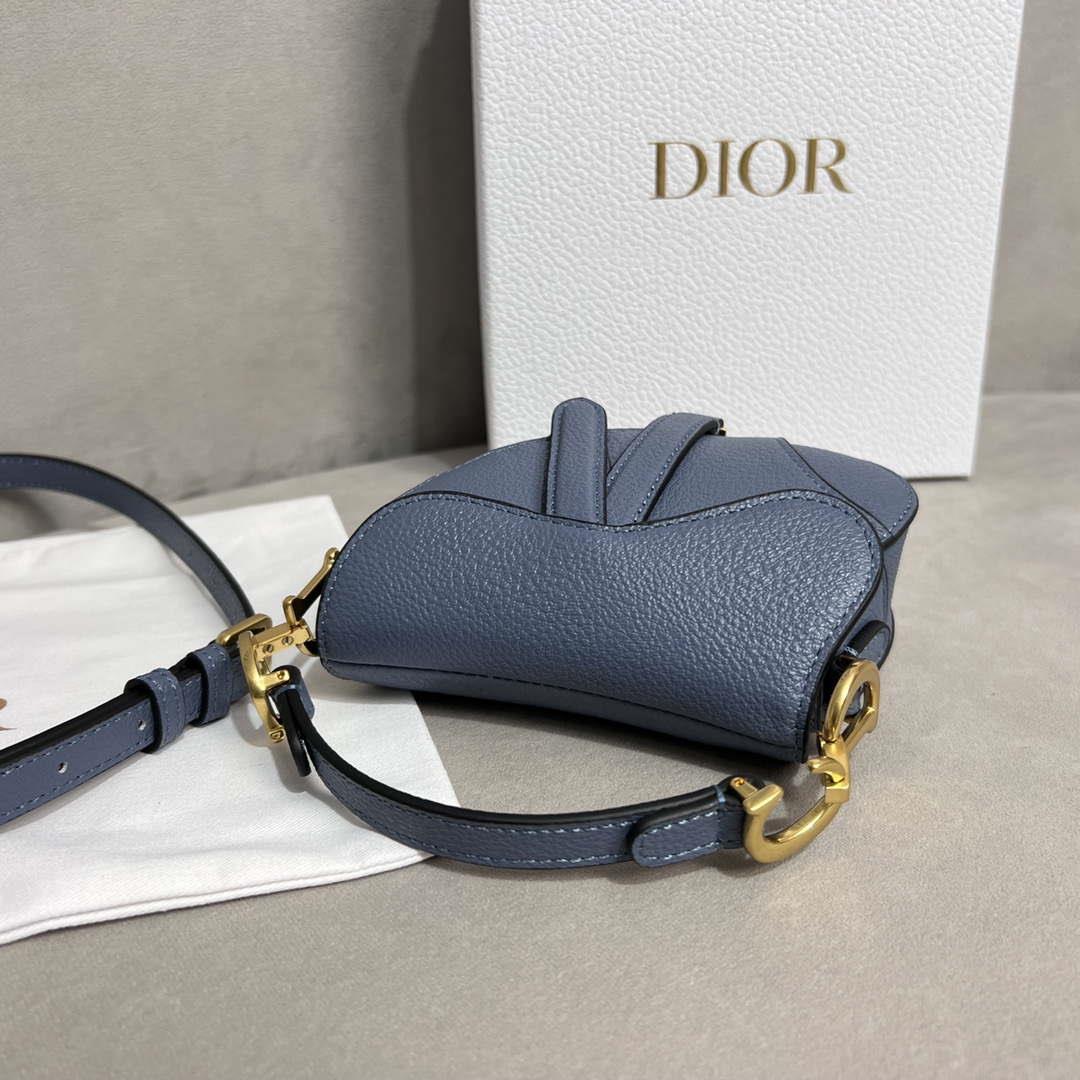 Dior S5685 Micro Saddle Bag With Strap Scarlet Light Blue Goatskin
