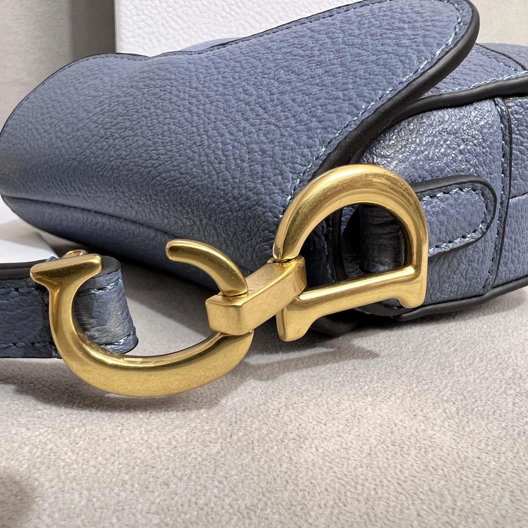 Dior S5685 Micro Saddle Bag With Strap Scarlet Light Blue Goatskin