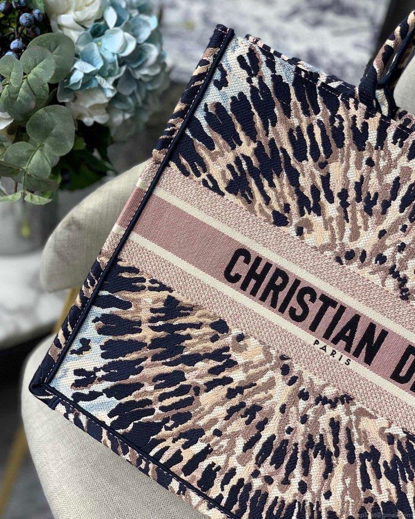 Dior Book Tote M1286 Black Multicolor Tie Dior Embroidery