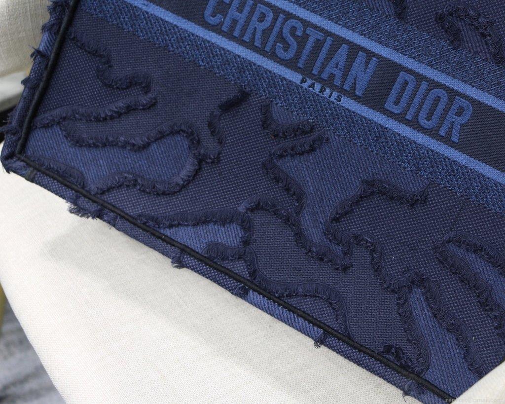 Dior Book Tote M1286 Blue Camouflage Embroidery