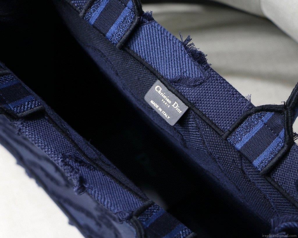 Dior Book Tote M1286 Blue Camouflage Embroidery