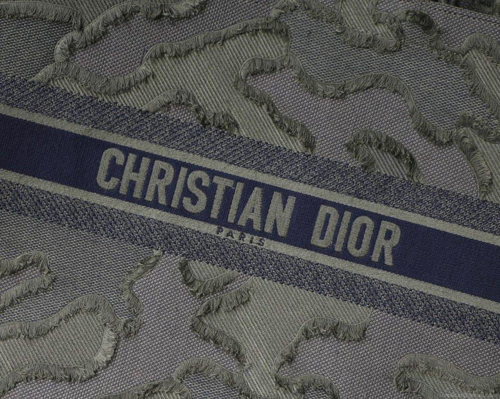 Dior Book Tote M1286 Green Camouflage Embroidery Shopping Bag