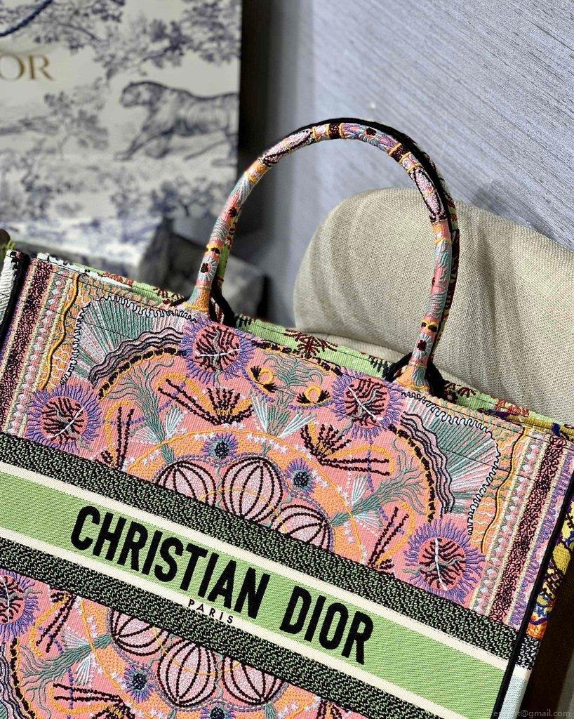 Dior Book Tote M1286 Pink Multicolor Dior In Lights Embroidery