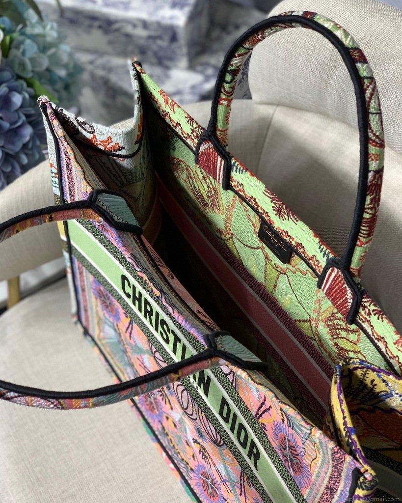 Dior Book Tote M1286 Pink Multicolor Dior In Lights Embroidery