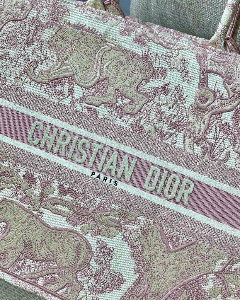 Dior Book Tote M1286 Pink Toile de Jouy Embroidery