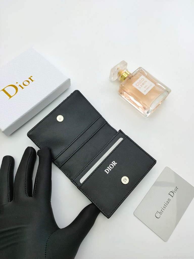Dior Dior Wallet Mini Lady Blue S0178 Dior Oblique Jacquard Black