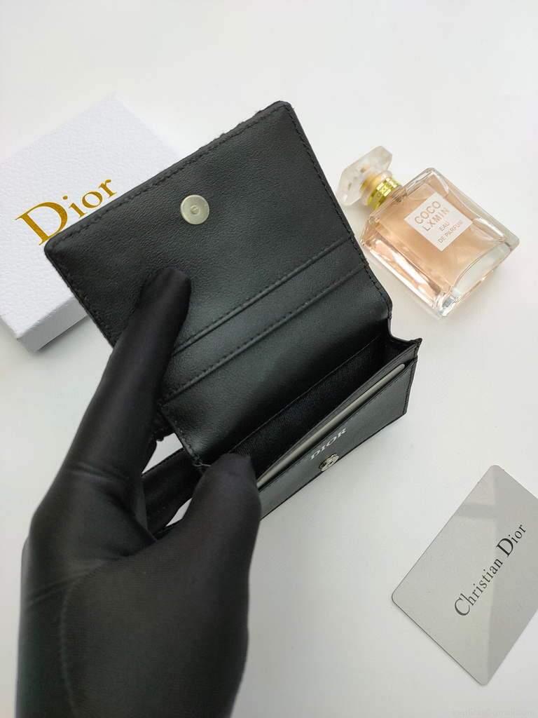 Dior Dior Wallet Mini Lady Blue S0178 Dior Oblique Jacquard Black