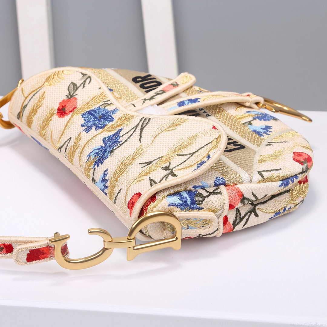 Dior M0446 Dior Multicolor Flowers Embroidery Saddle Bag
