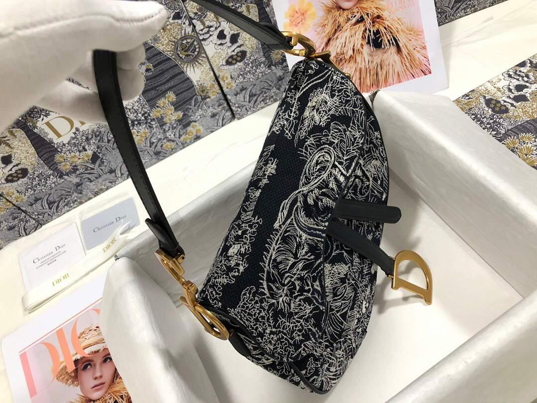 Dior M0446 Dior Saddle Bag Grey Toile de Jouy Reverse Jacquard