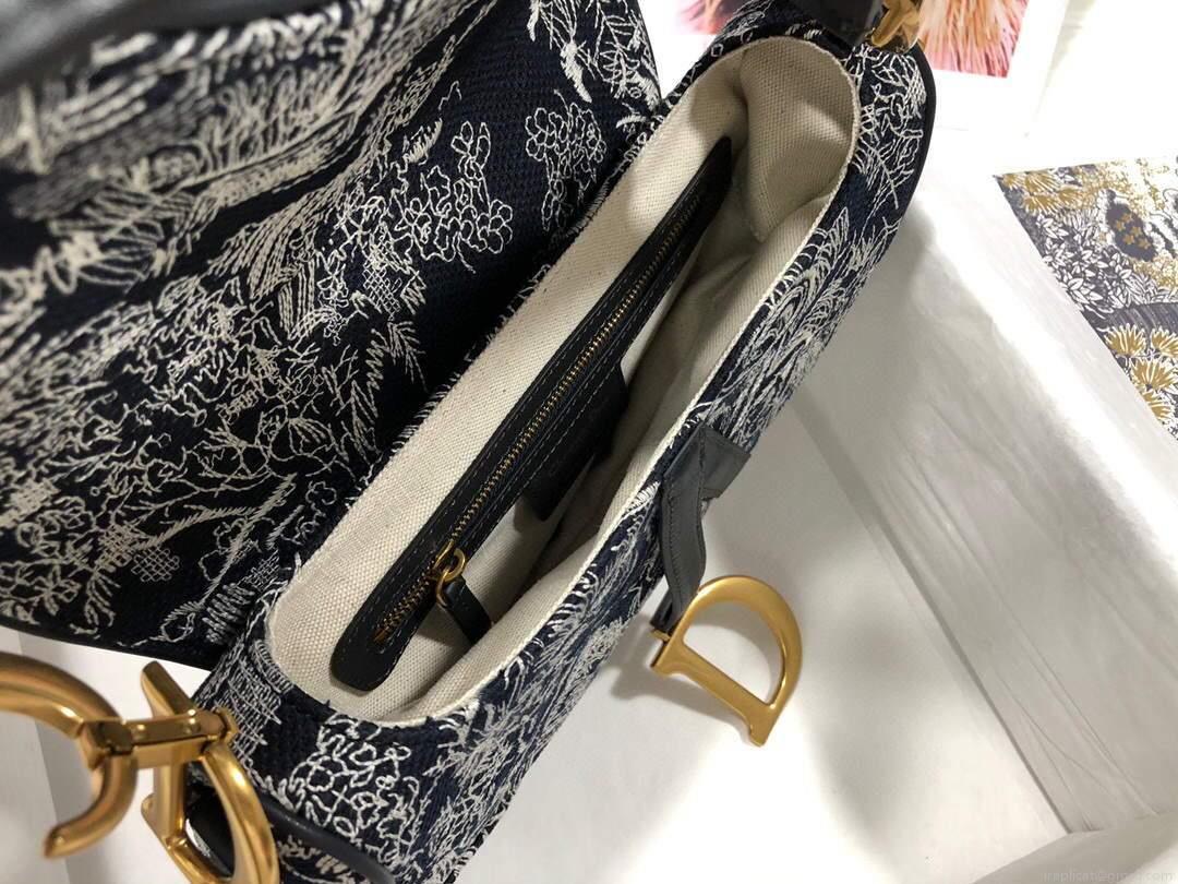 Dior M0446 Dior Saddle Bag Grey Toile de Jouy Reverse Jacquard